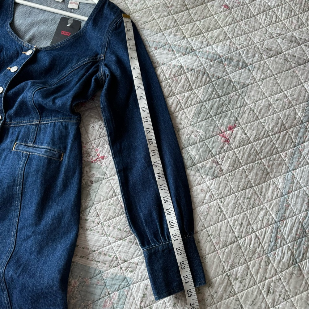 Levi’s Veda Denim Button-Front Dress Size M Cotton Dark Wash - Picture 12 of 15